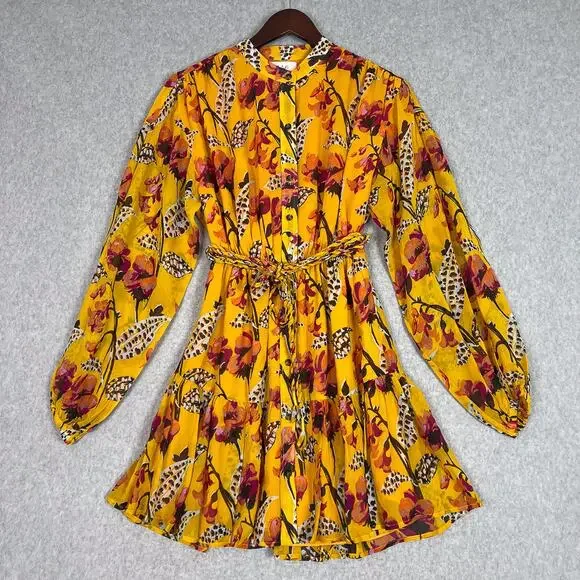 alc yellow mini dress A.L.C. Elle Floral Puff-Sleeve Mini Dress